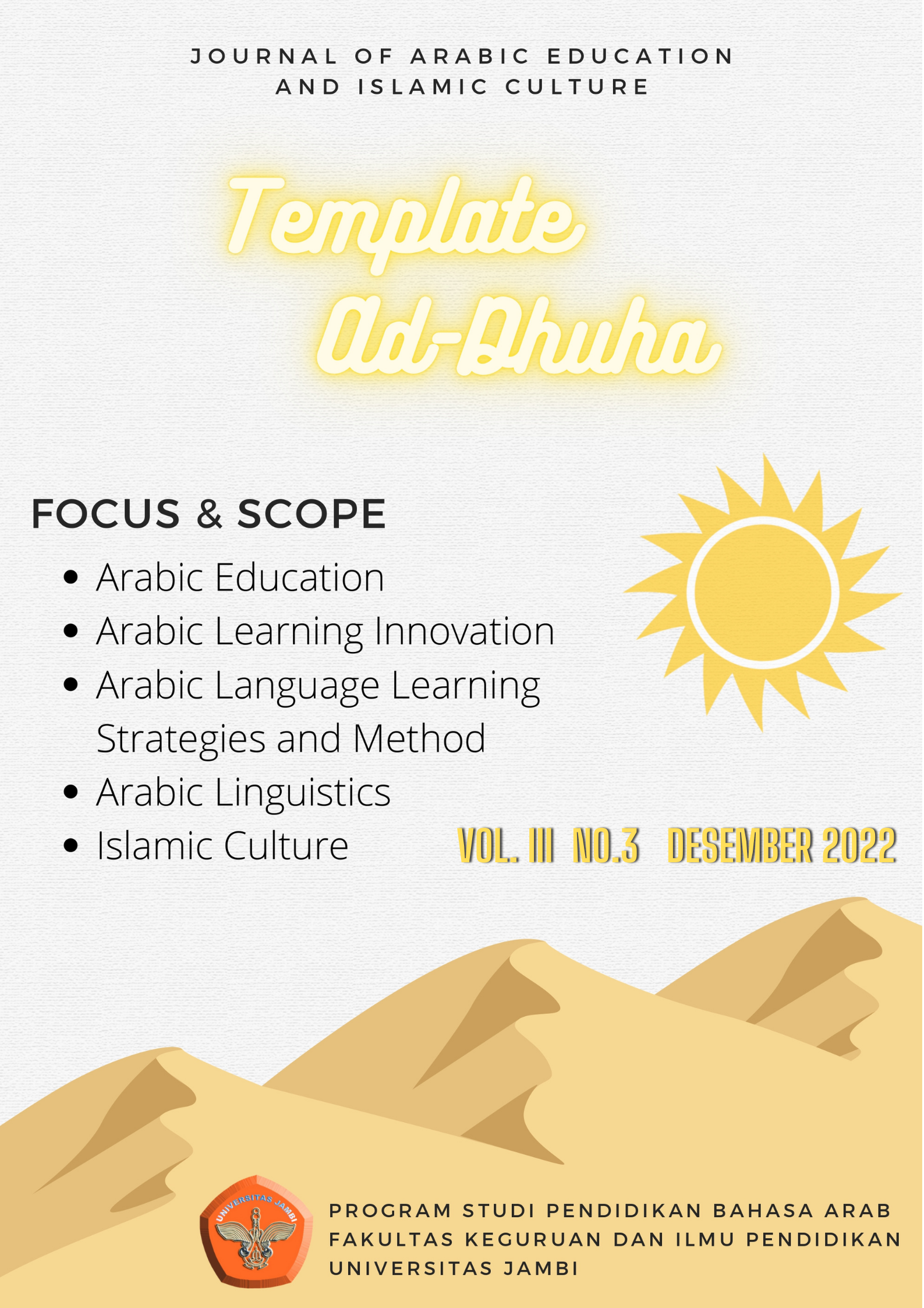 Ad-Dhuha: Jurnal Pendidikan Bahasa Arab dan Budaya Islam
