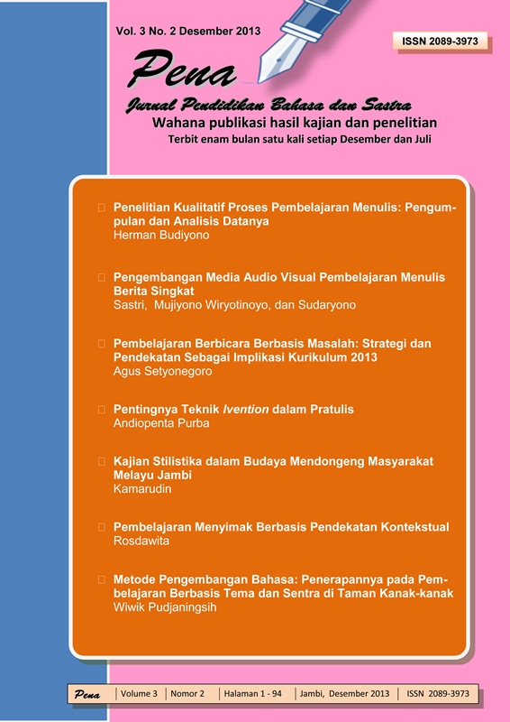 					View Vol. 3 No. 1 (2013): Jurnal Pendidikan dan Bahasa Sastra
				